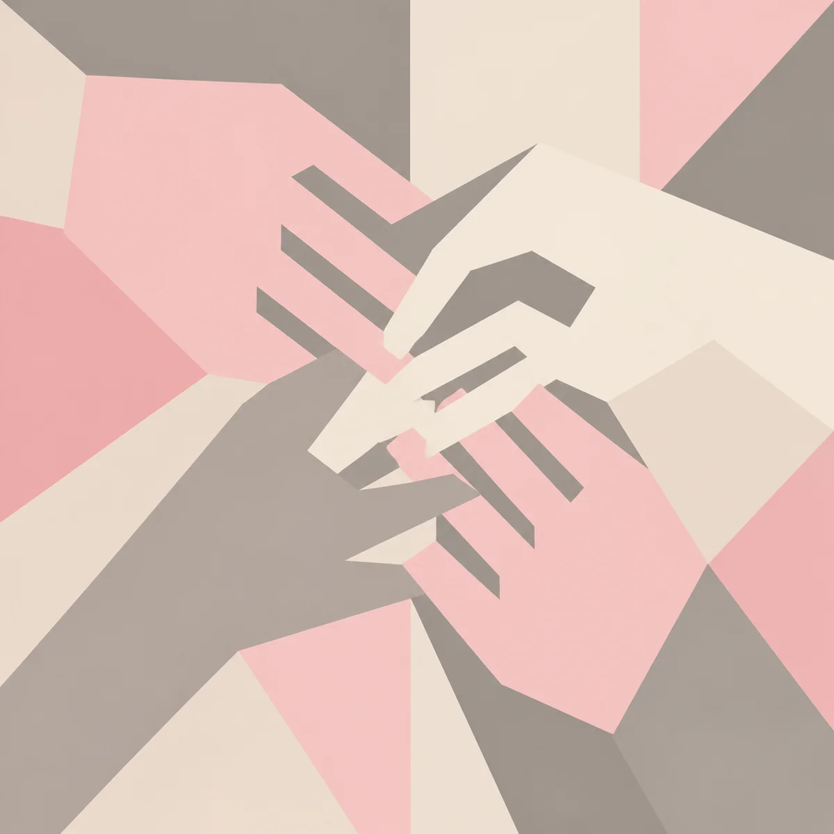 Threesome aftercare geometric interlocking hands pattern in pastel colors