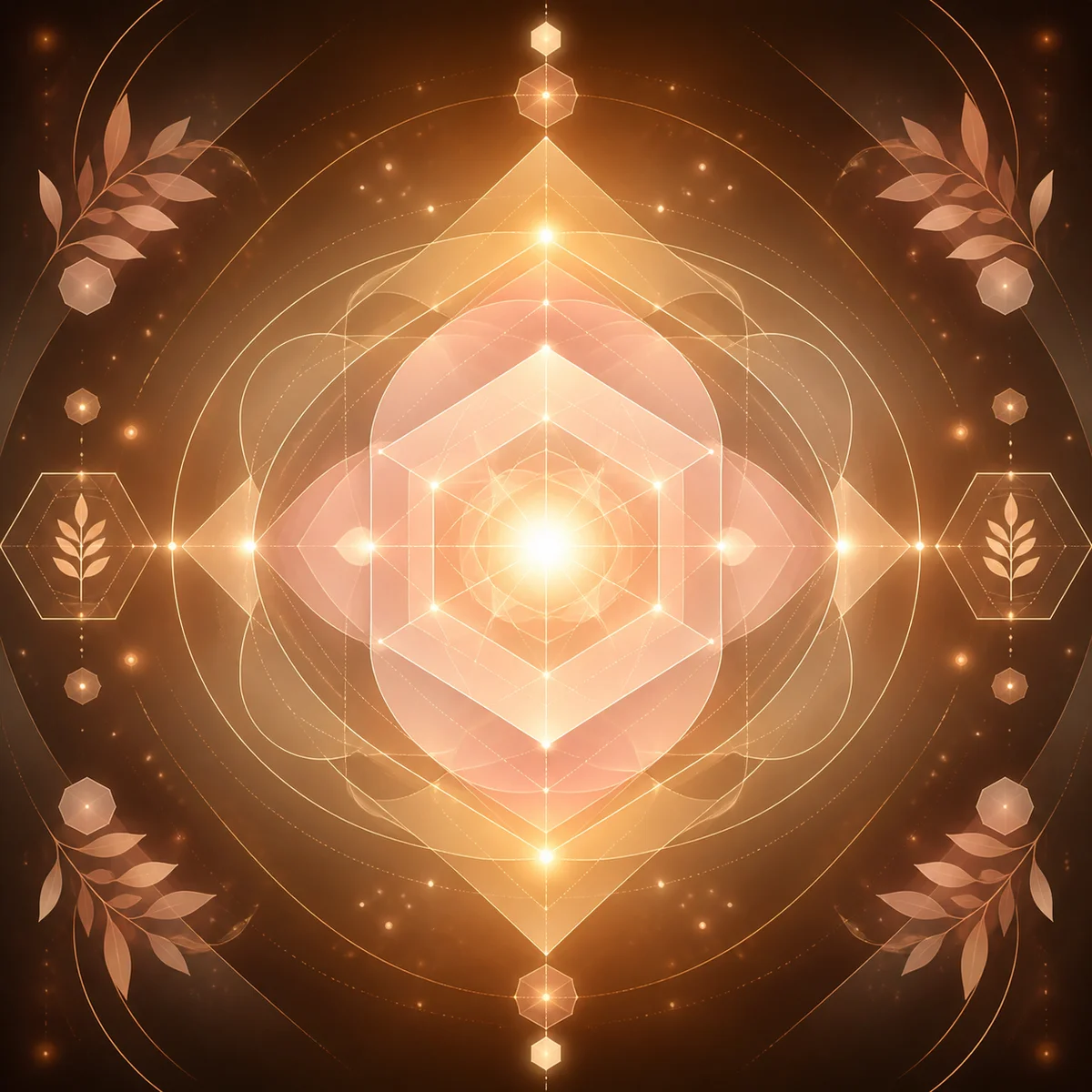 Threesome aftercare abstract warm geometric composition with central light source