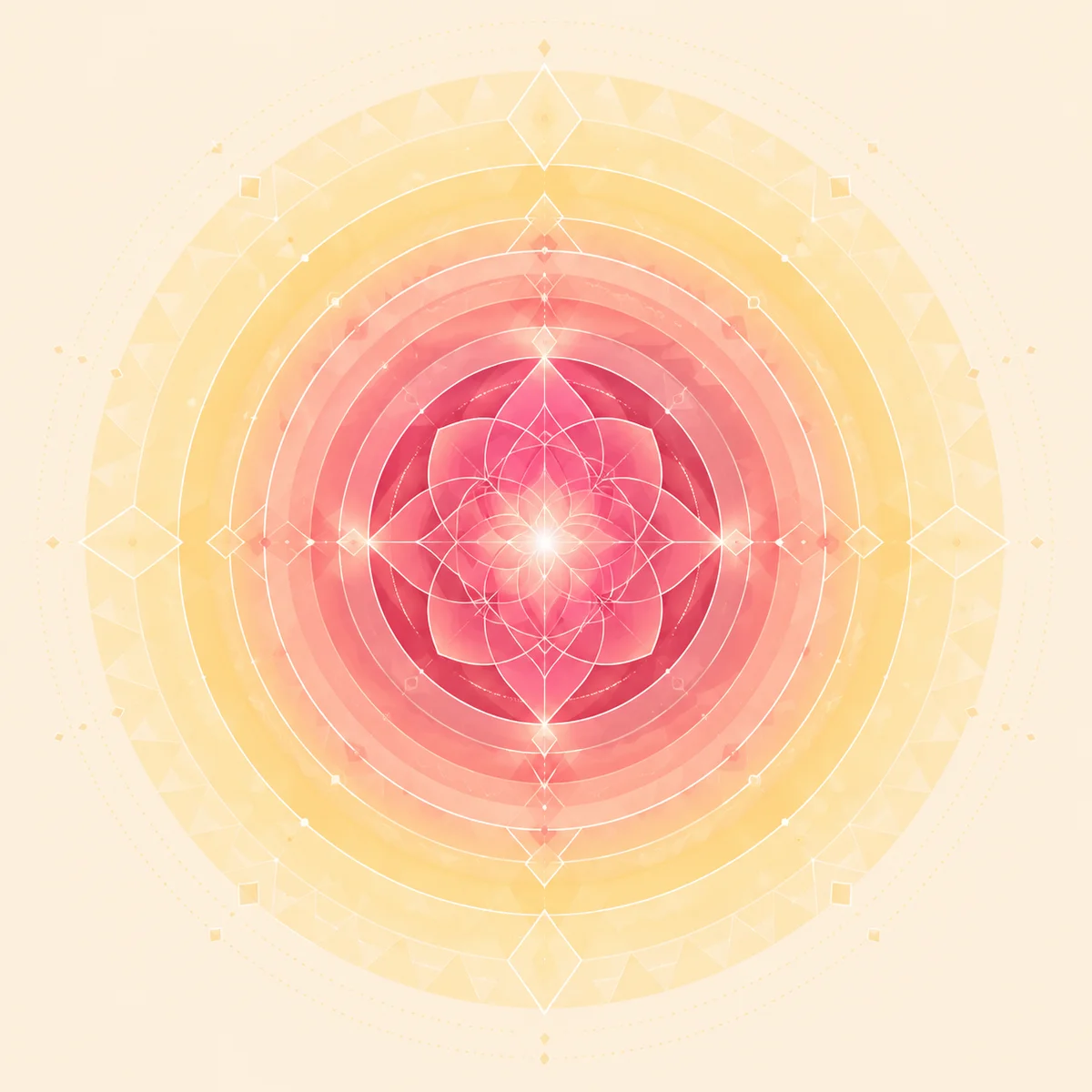 Abstract geometric illustration of concentric circles radiating outward from a luminous center