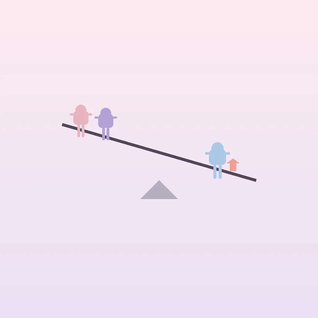 Abstract illustration of an unbalanced seesaw showing couple privilege with two figures dominating one side