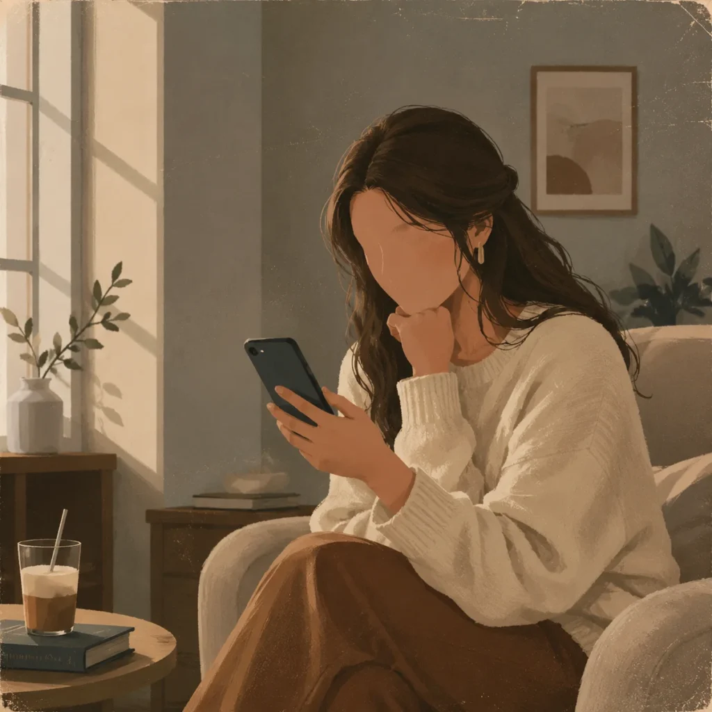 A woman looking at her phone with a skeptical expression, highlighting the importance of getting the approach right