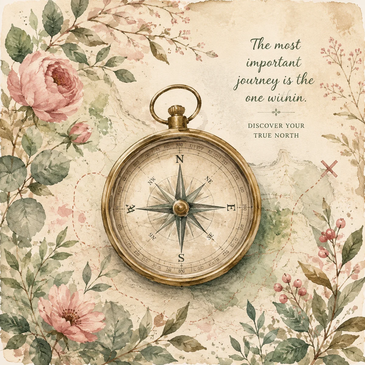 Compass illustration representing self-discovery in navigating emotional triggers in threesome dating