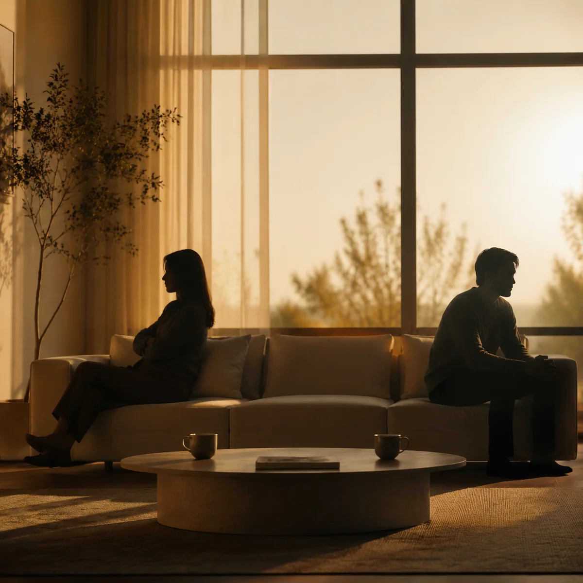 Emotional distance between partners navigating threesome feelings