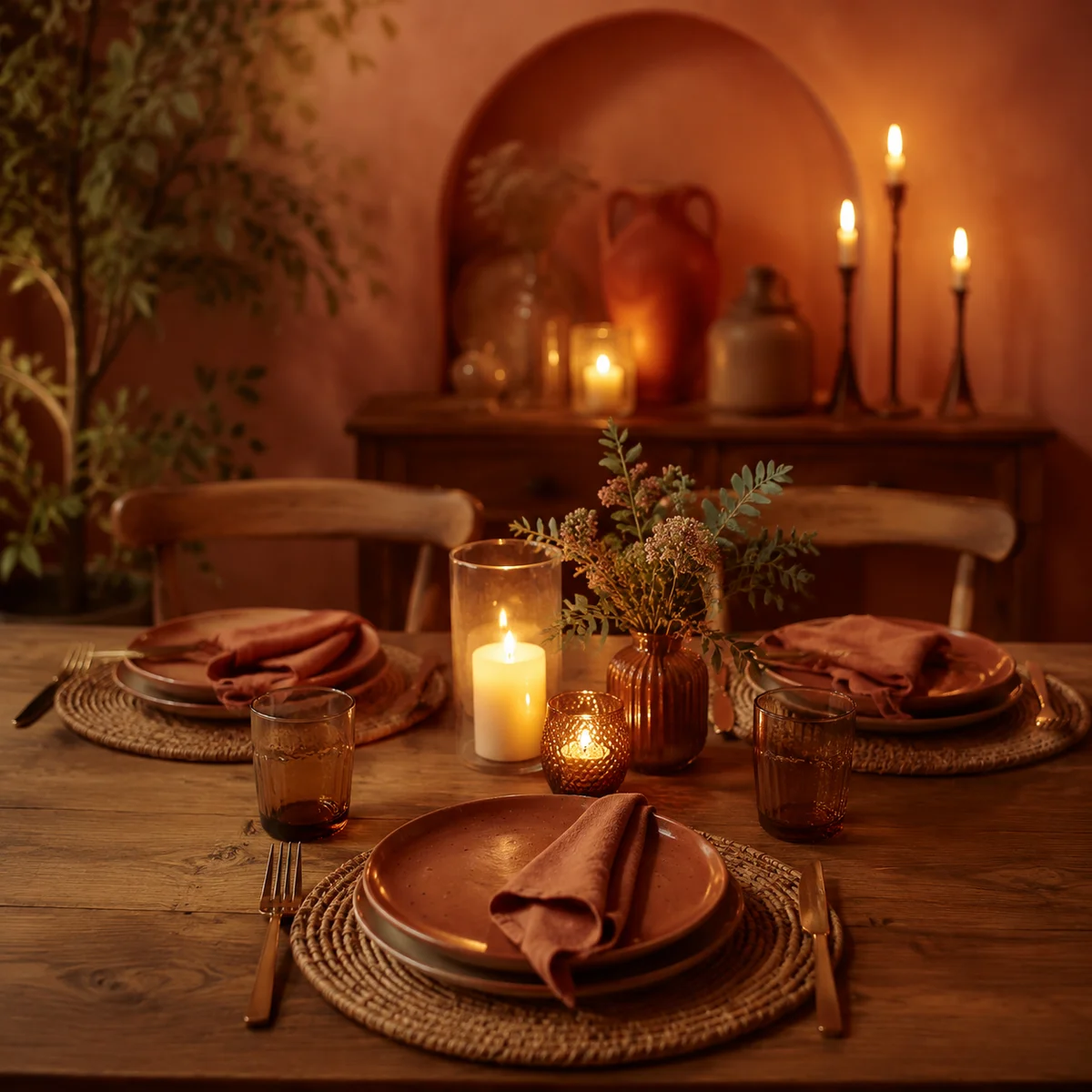 Dinner table set for three symbolizing inclusive threesome dynamics