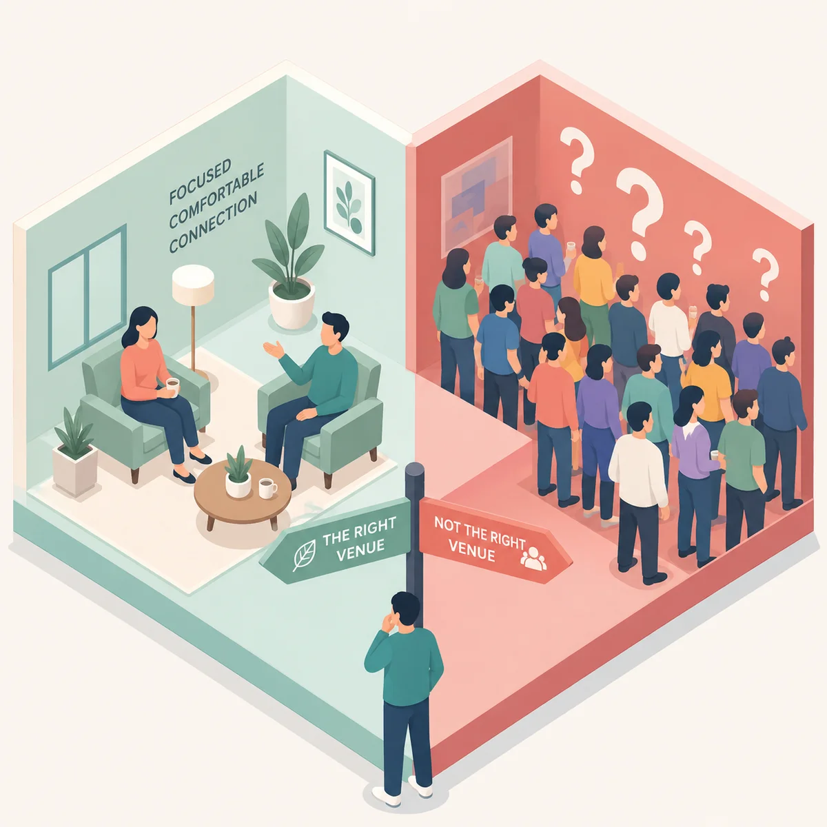Isometric illustration of a preparation checklist notebook with icons for phone keys boundaries and clock