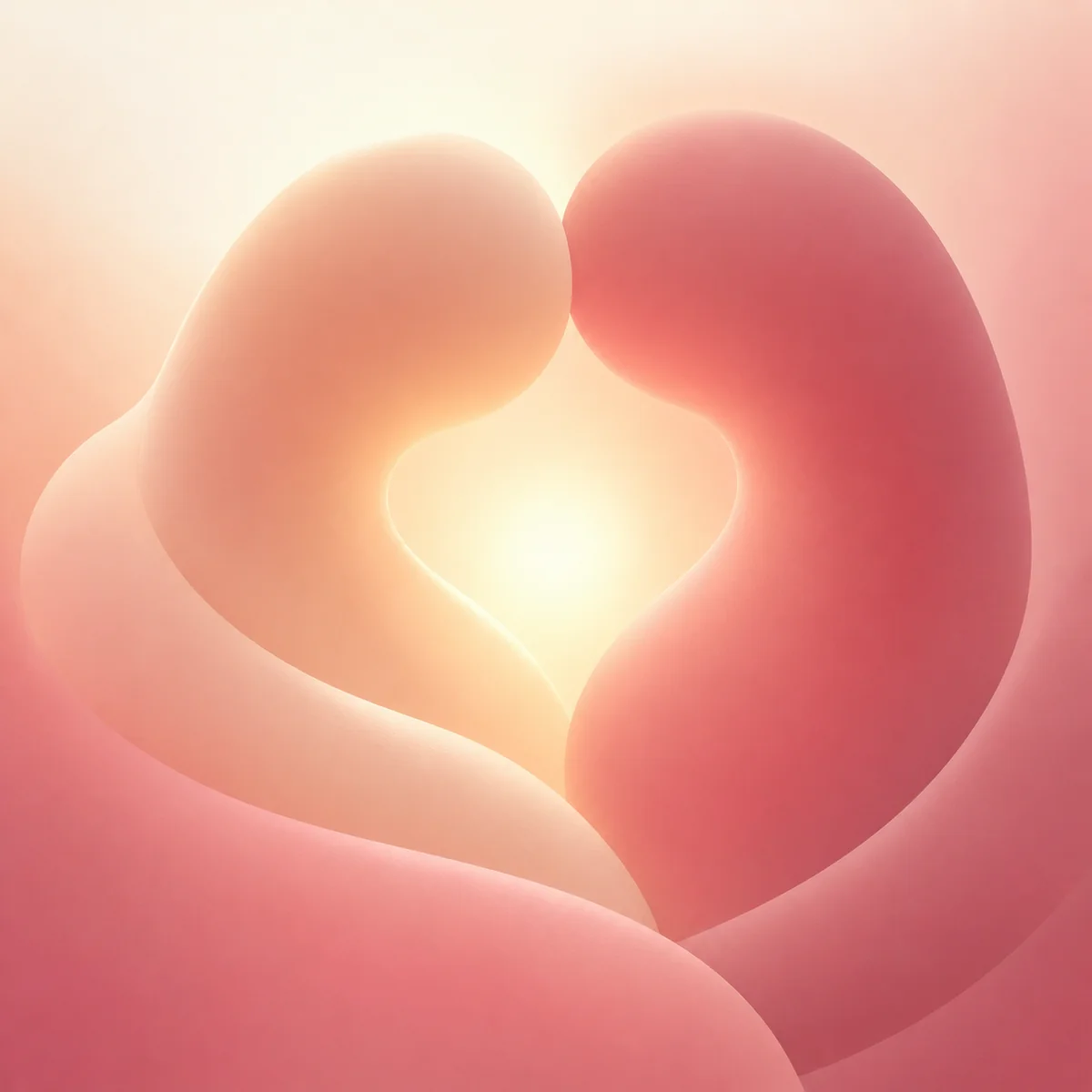 Soft gradient illustration of two hands gently touching, symbolizing couple connection after a threesome