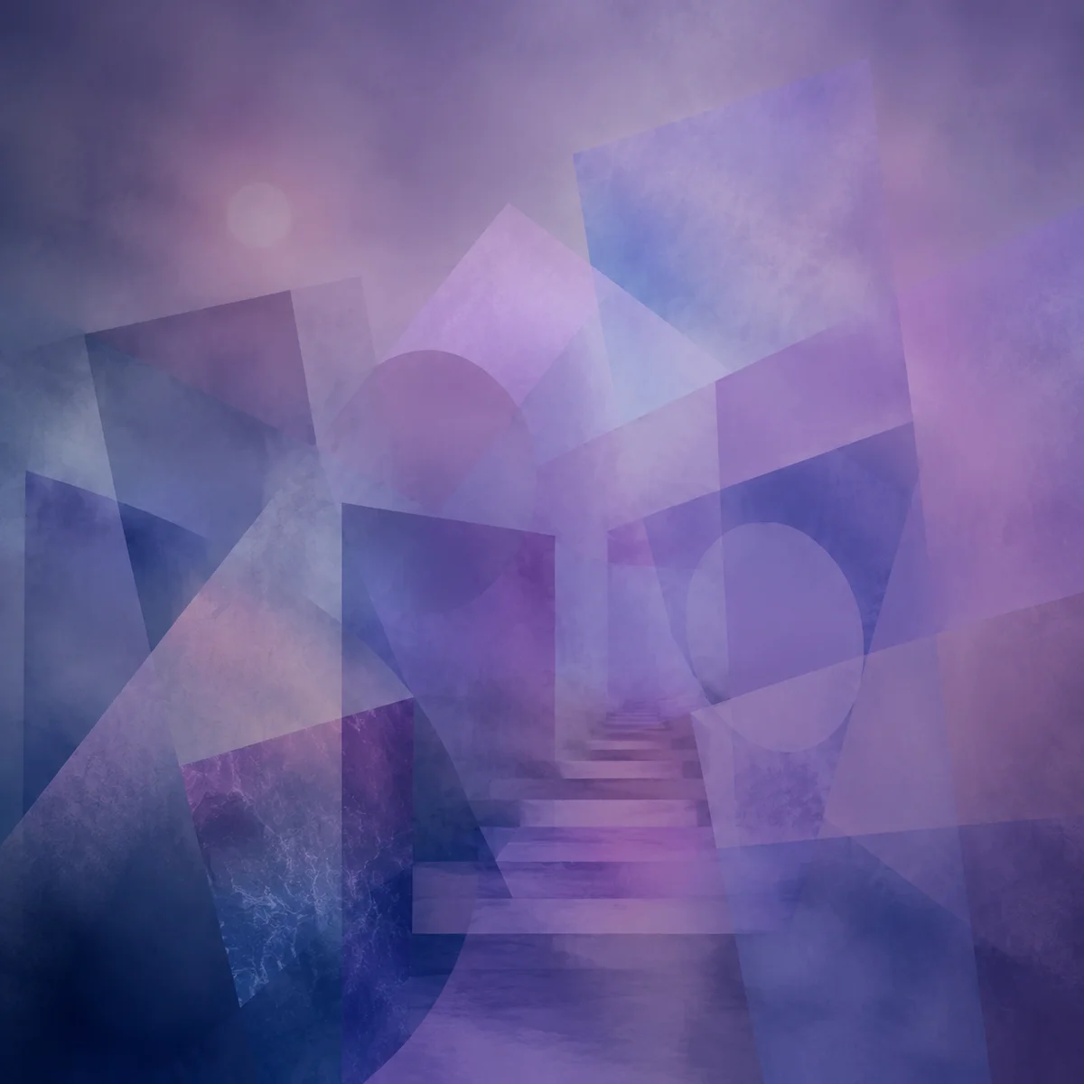 Soft abstract gradient image with layered translucent shapes in muted purples and blues, representing the foggy, disorienting quality of emotional crash symptoms