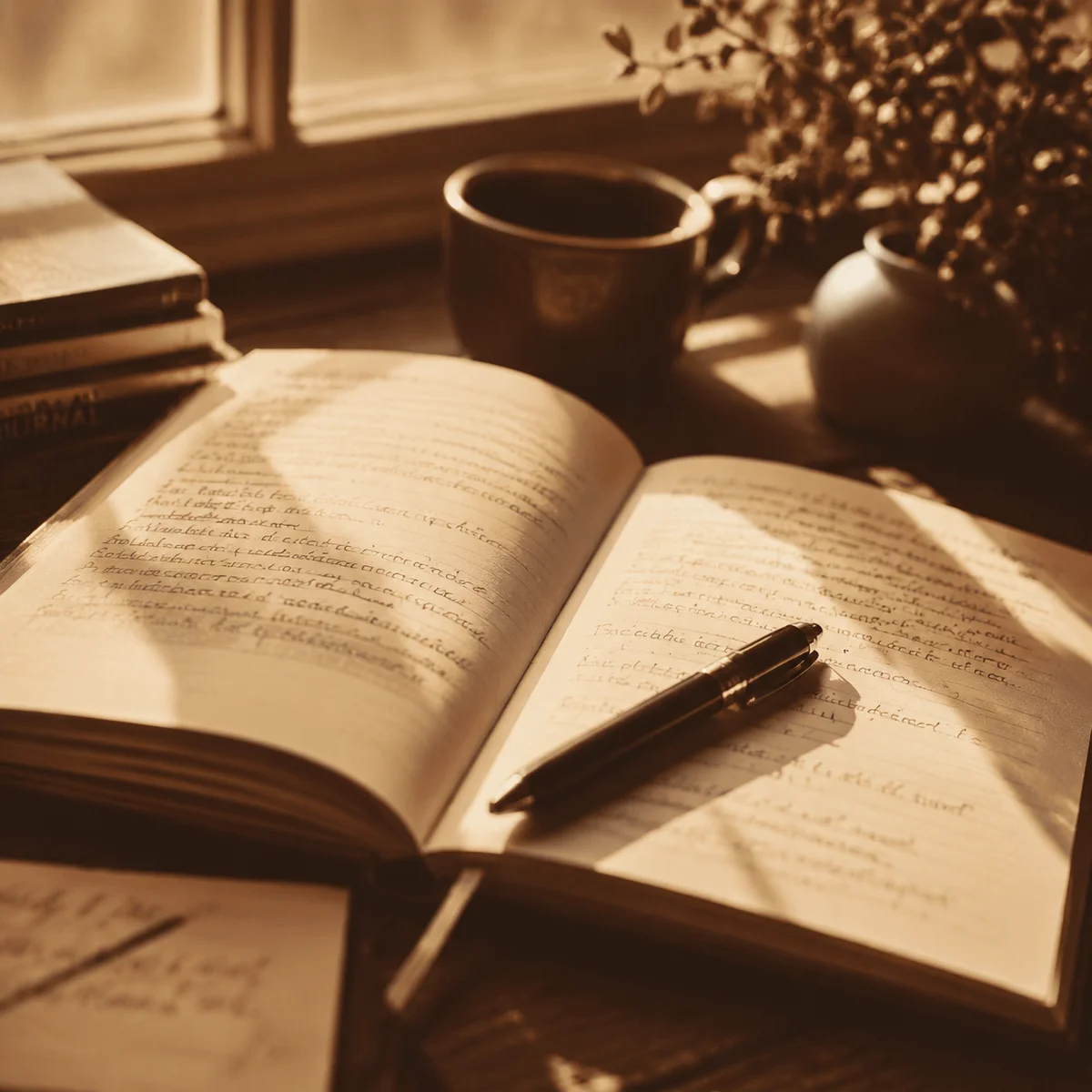 Warm duotone photograph of a notepad with relationship priorities and a pen