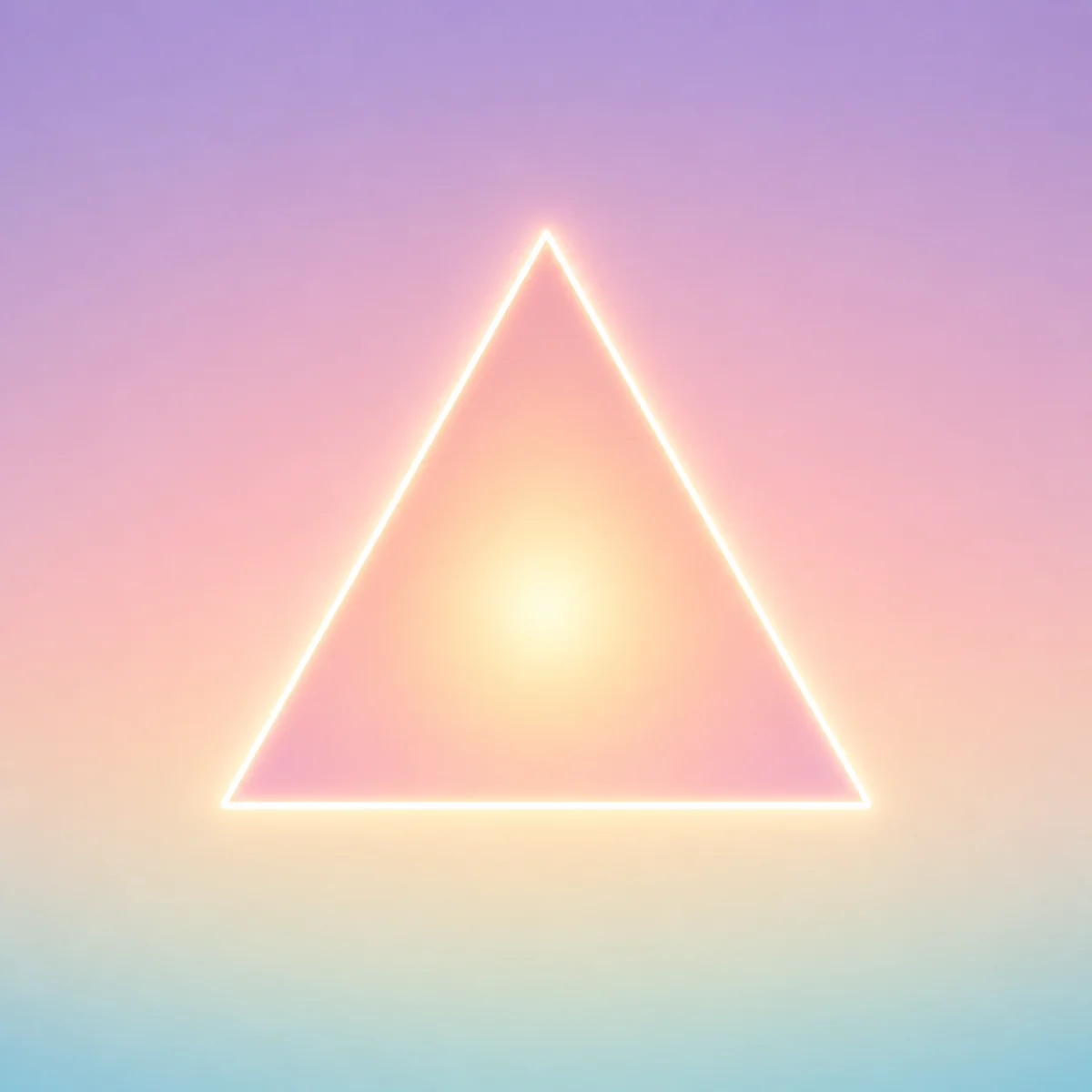 A balanced triangle symbol with soft glowing edges, flat vector illustration in pastel tones, representing harmony in a throuple relationship