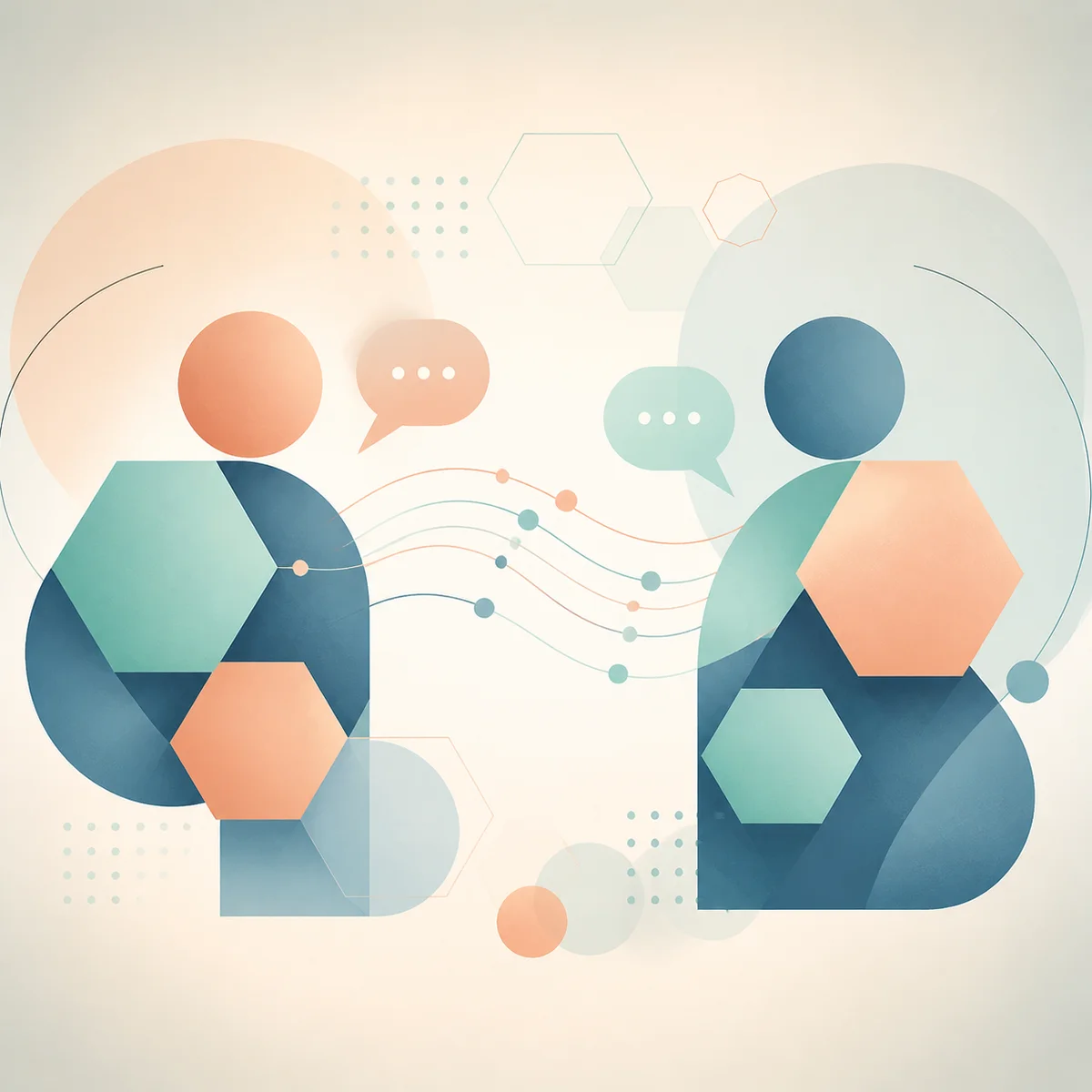 Geometric abstract art depicting open communication between partners about swinging