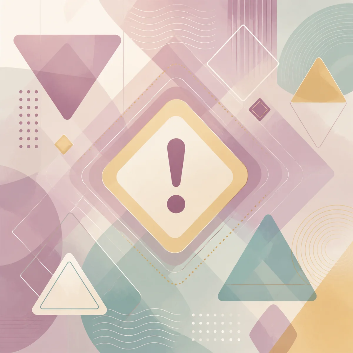 Abstract geometric caution symbols representing common mistakes to avoid when starting swinging
