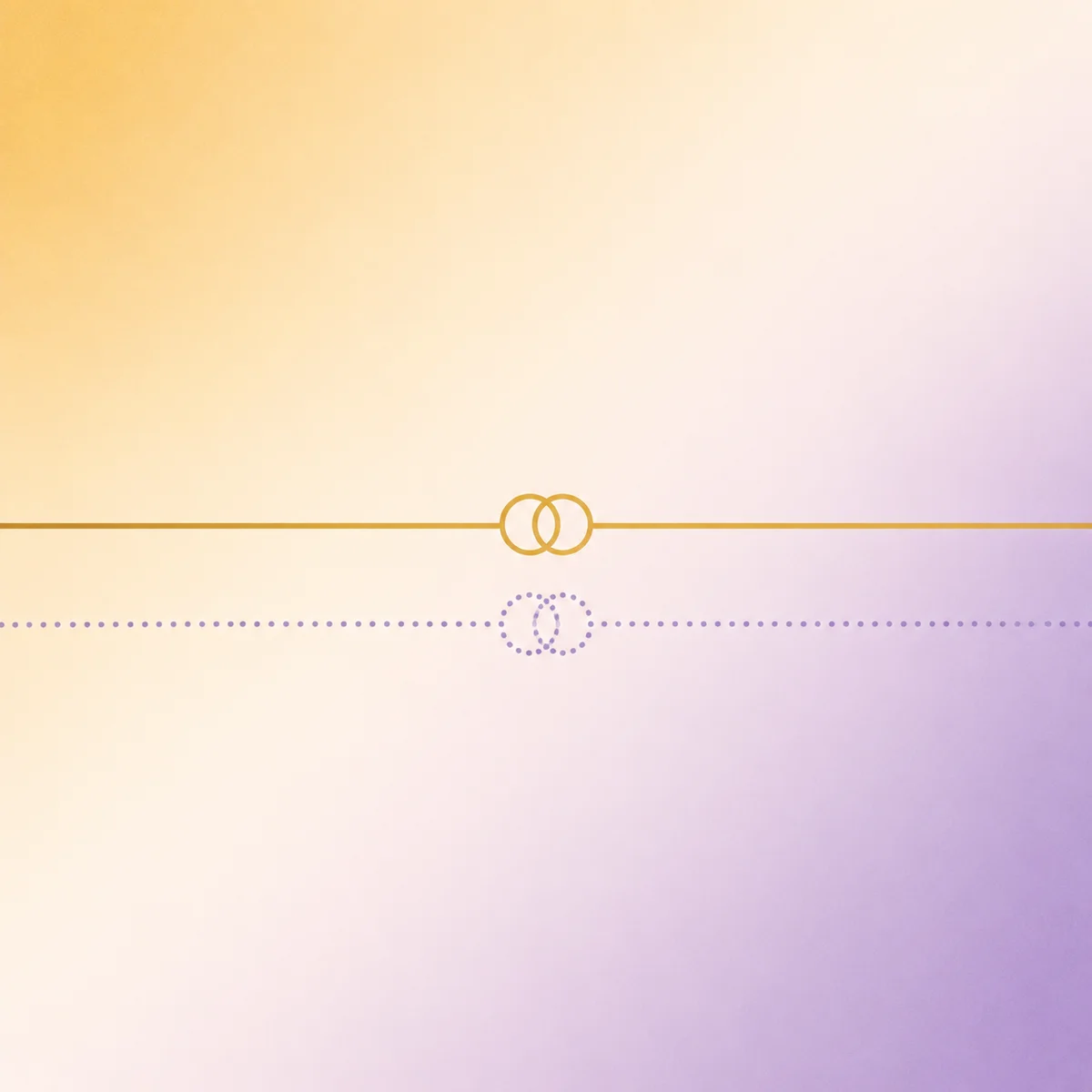 Two parallel lines in gold and lavender representing parallel relationship paths, gradient minimalist