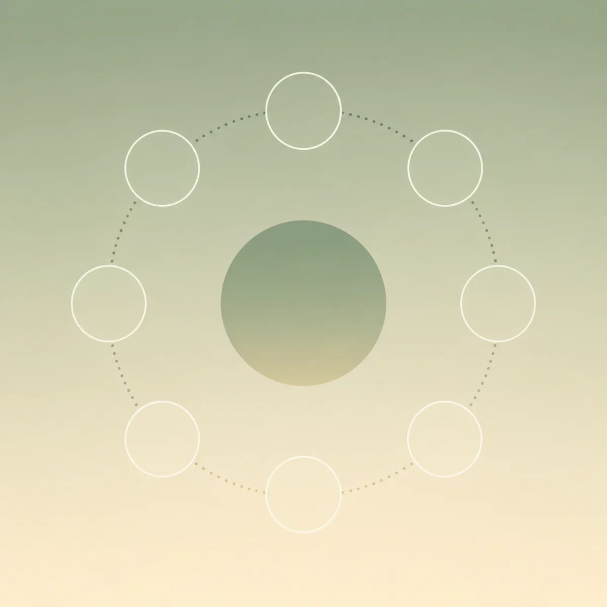Solid circle surrounded by transparent circles, gradient minimalist