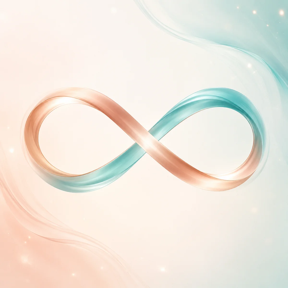 Infinity symbol formed by gradient ribbons, gradient minimalist style