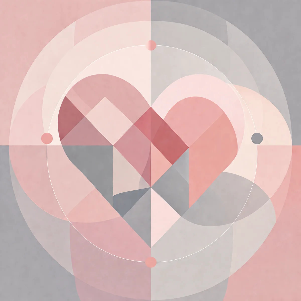 Aftercare and reconnection after a threesome - abstract geometric heart shapes