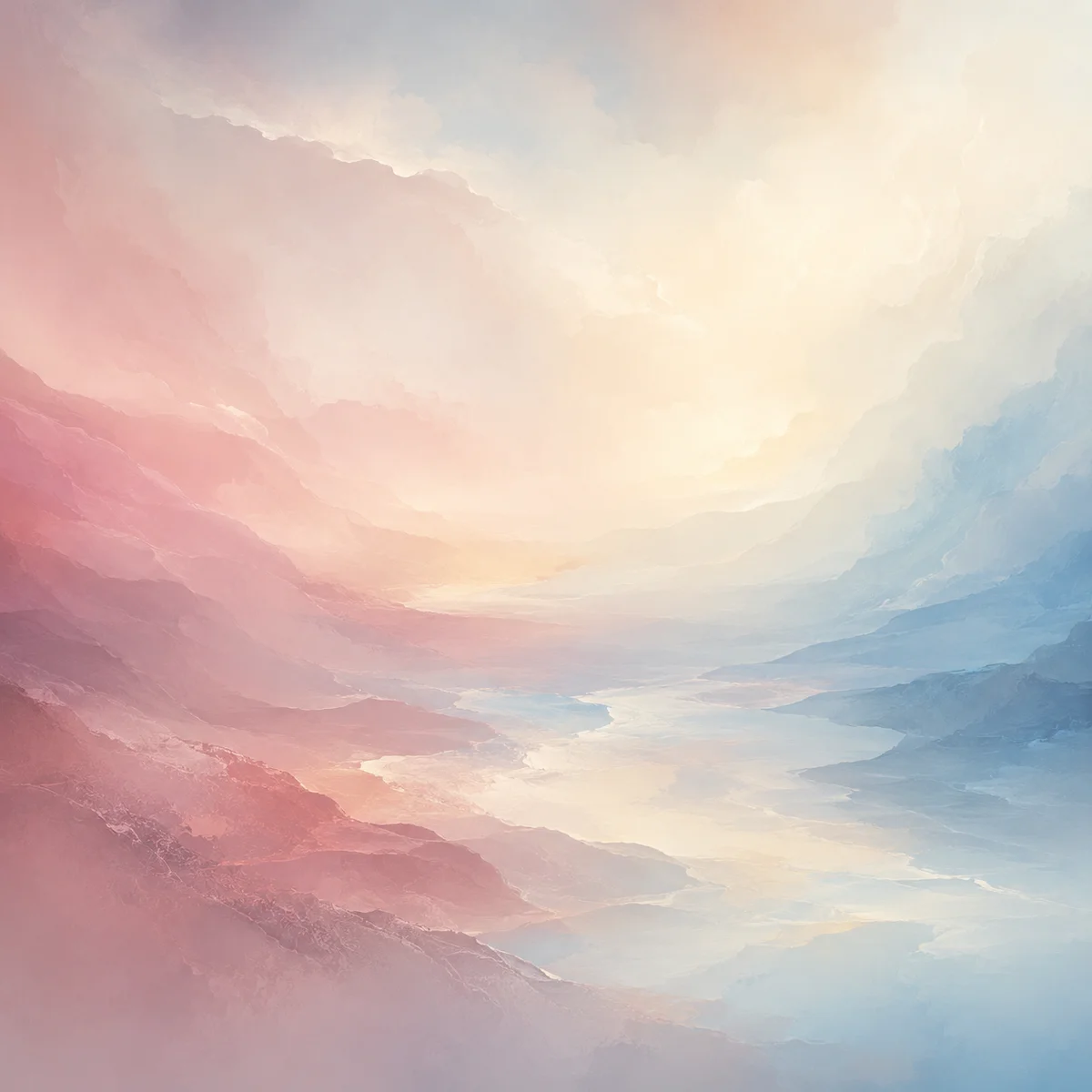 Gentle abstract layers in dusty rose and pale blue representing emotional clarity