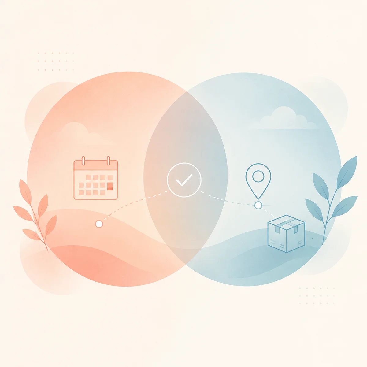 Gradient-minimalist abstract illustration of overlapping circles representing couple and third connection