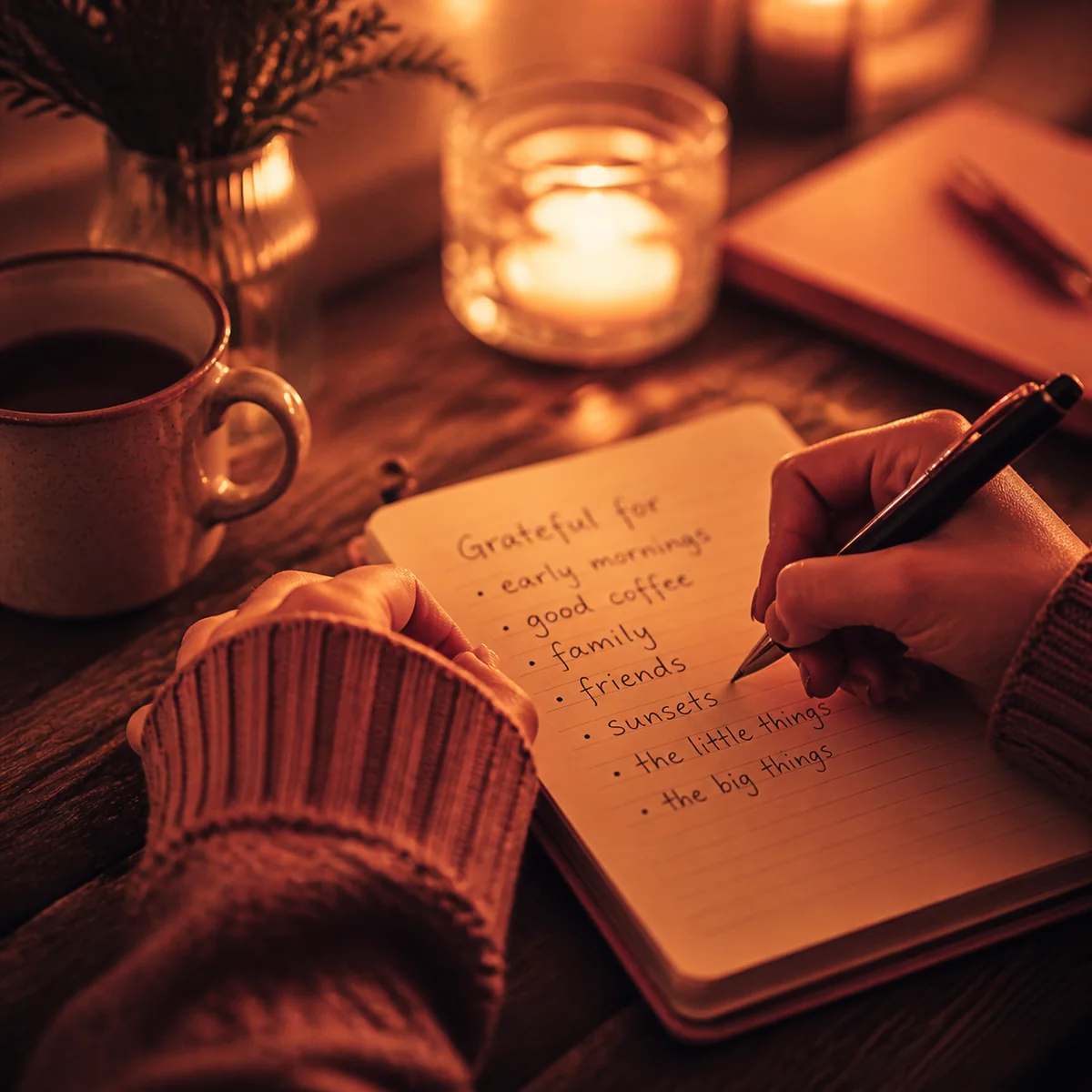 Hands writing boundaries on paper at a warm-lit table, duotone amber tones