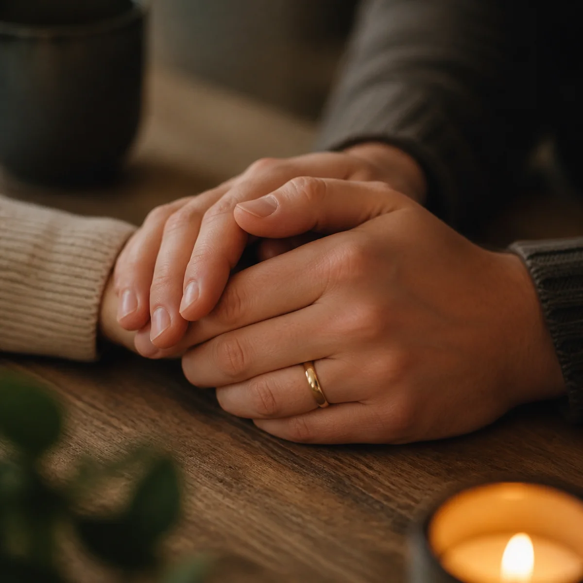 Two hands interlocked representing commitment and trust in relationship rules