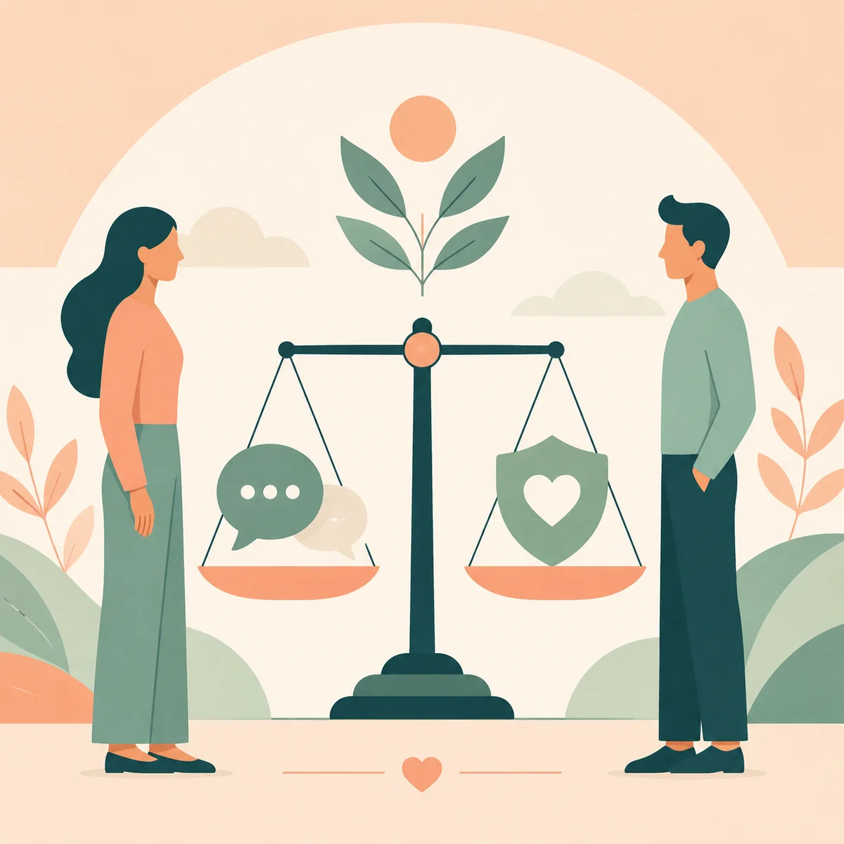 A balanced visual representing equal partnership despite different experience levels, flat vector style with pastel harmony