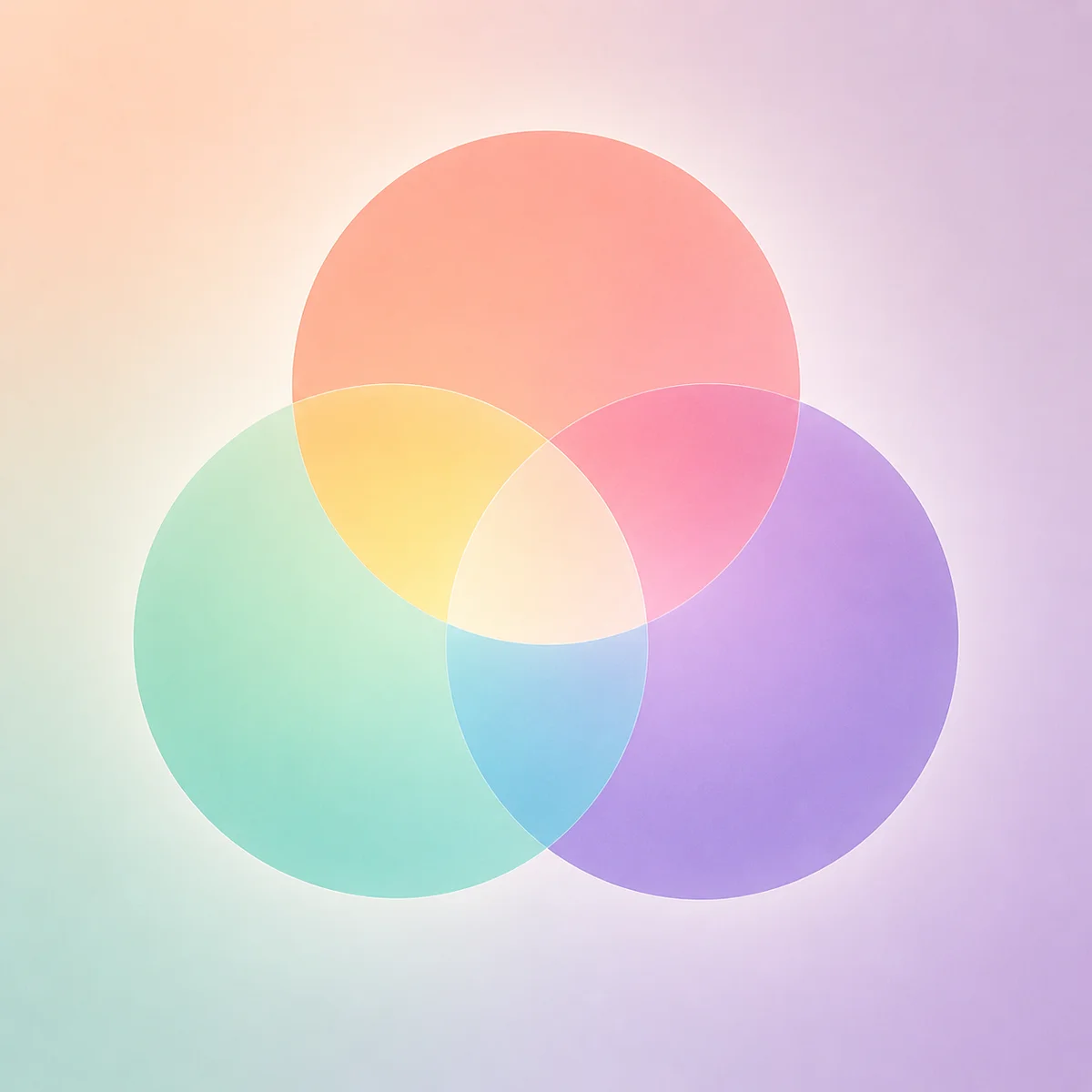 Three overlapping translucent shapes representing relationship dynamics