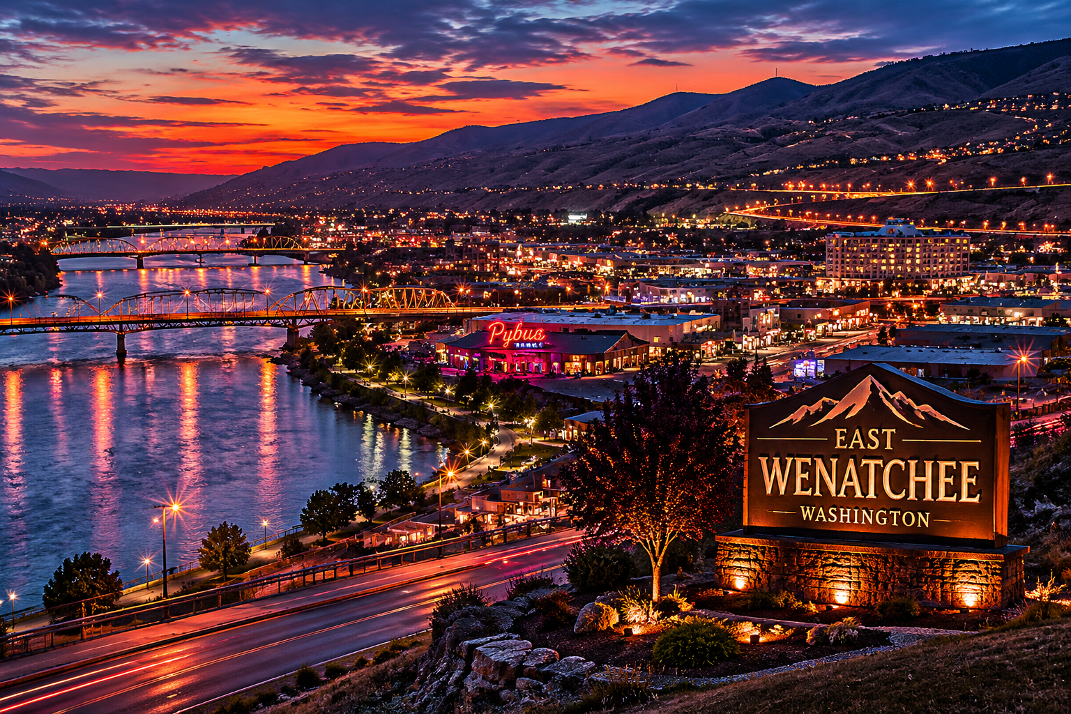 East Wenatchee, Washington Night Scene — 3Cupid Cuckold Dating in East Wenatchee, Washington