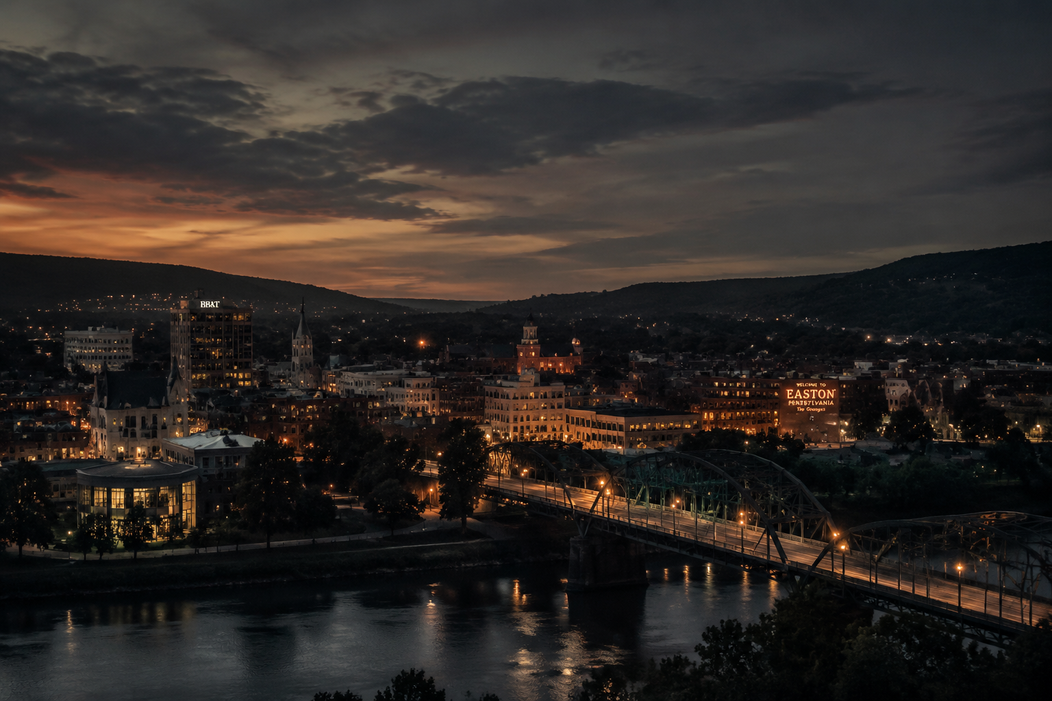 Easton, Pennsylvania Night Scene — 3Cupid Cuckold Dating in Easton, Pennsylvania