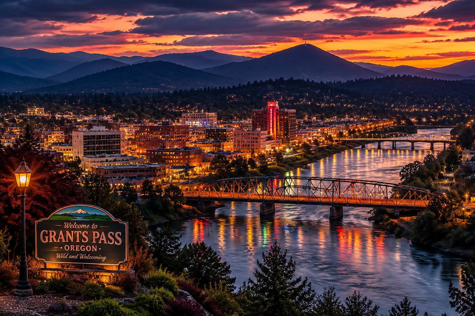 Grants Pass, Oregon Night Scene — 3Cupid Cuckold Dating in Grants Pass, Oregon