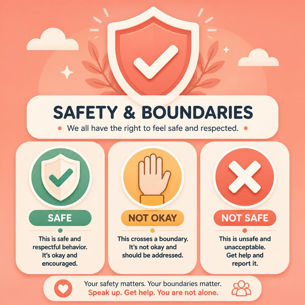 Safety shield illustration representing red flags and boundaries in dating