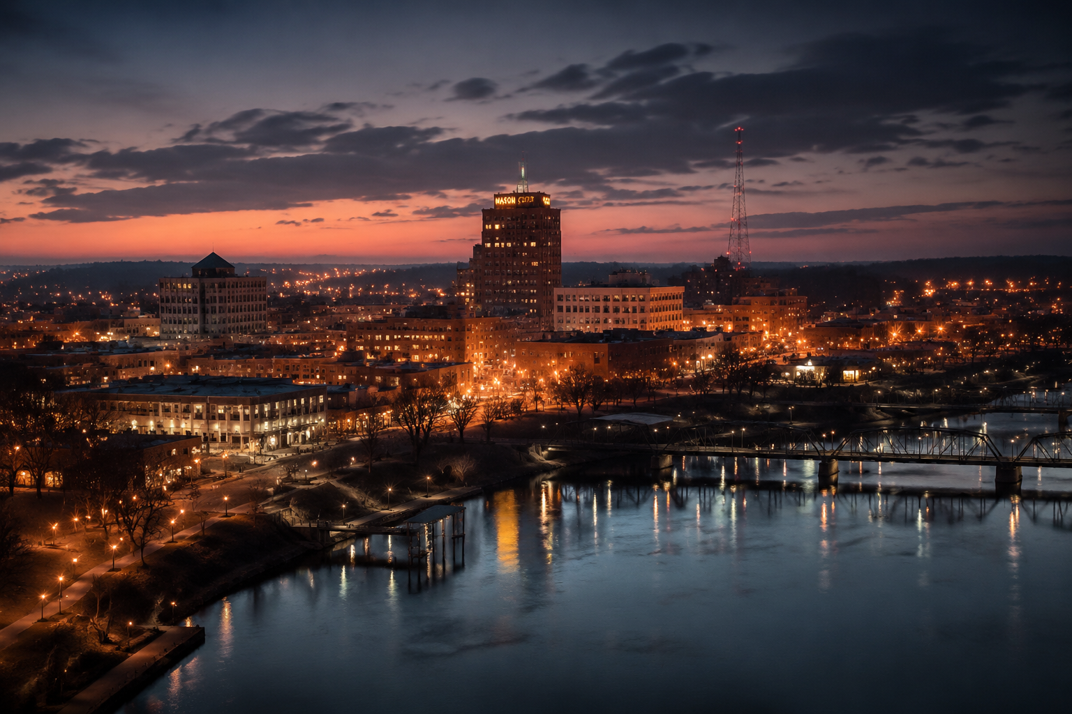 Mason City, Iowa Night Scene — 3Cupid Cuckold Dating in Mason City, Iowa