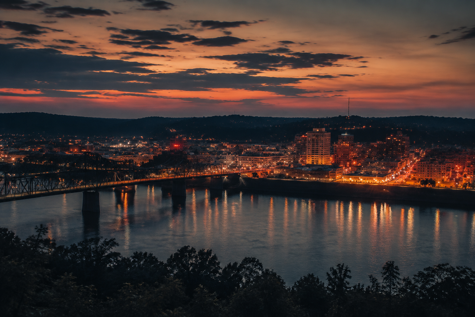Parkersburg, West Virginia Night Scene — 3Cupid Cuckold Dating in Parkersburg, West Virginia