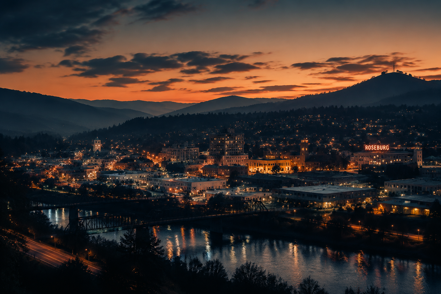 Roseburg, Oregon Night Scene — 3Cupid Cuckold Dating in Roseburg, Oregon