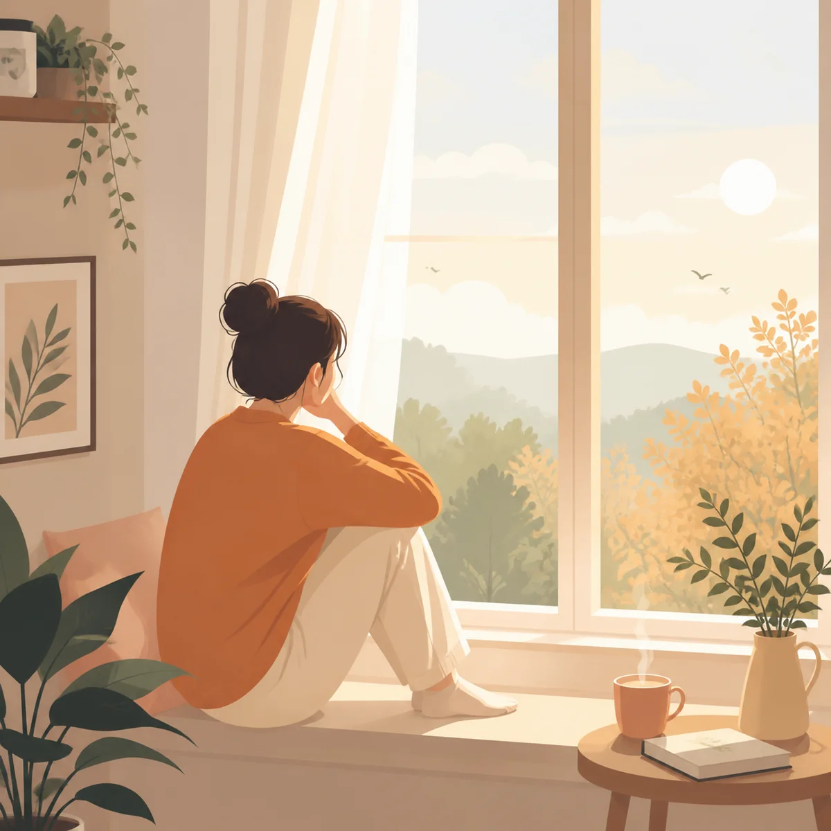 Person sitting alone in thoughtful reflection before an important conversation