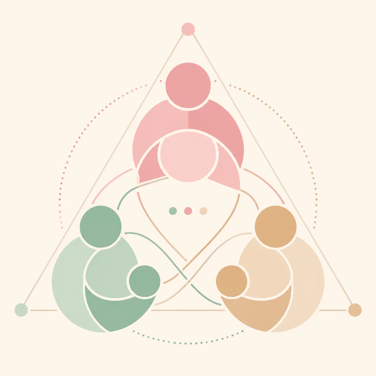 Three interconnected circles representing balanced communication between partners