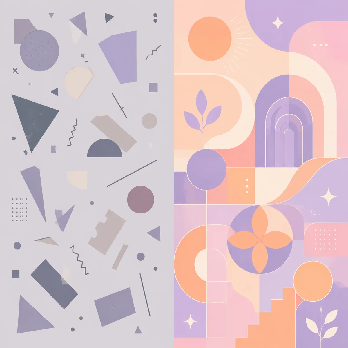 Split geometric design contrasting awkward silence with flowing conversation