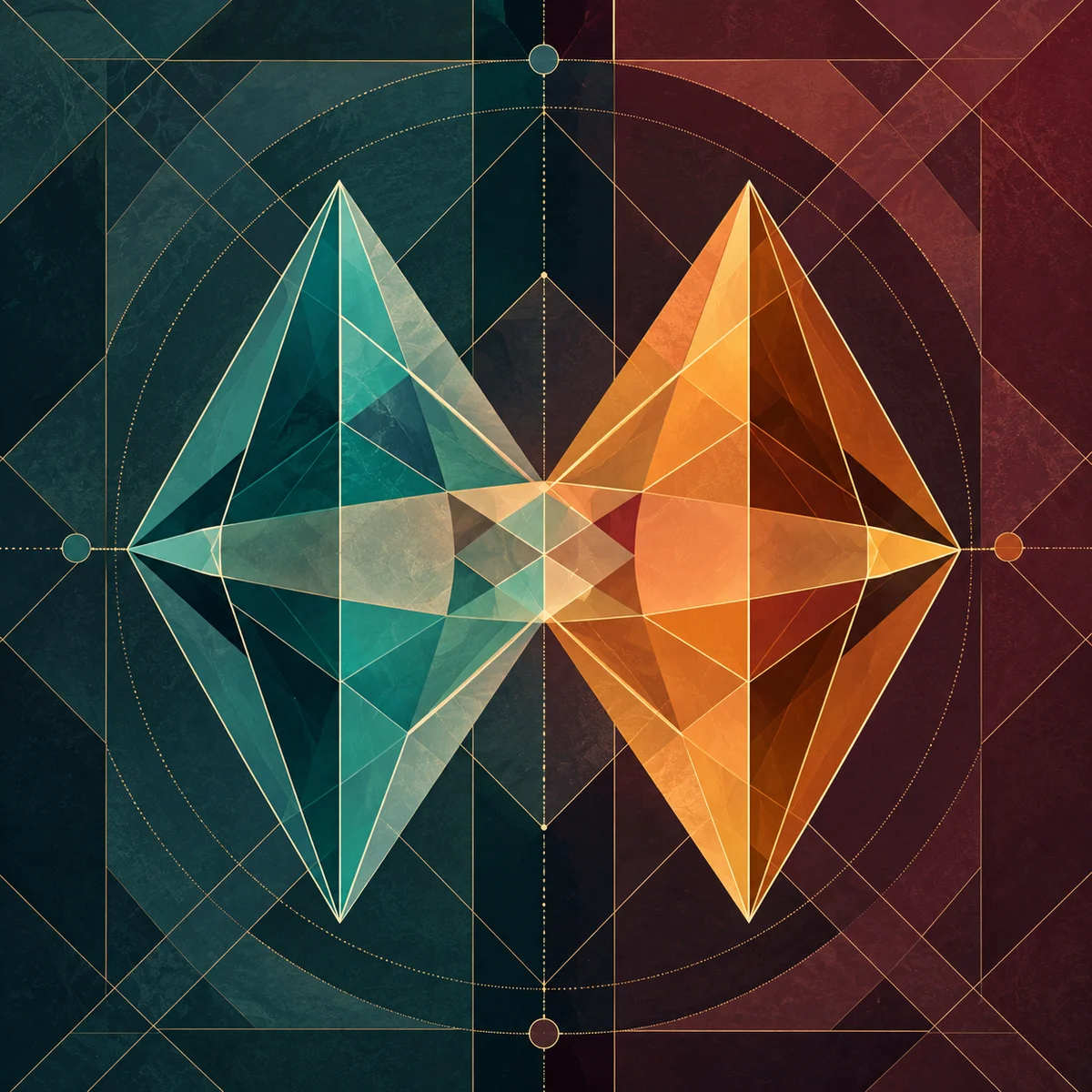 Interlocking diamond prism illustration symbolizing mutual transparency in non-monogamous dynamics