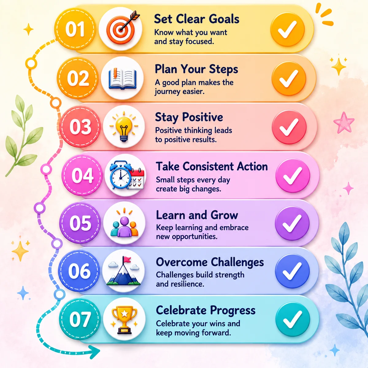 Infographic checklist of 7 items for avoiding threesome mistakes with checkmark icons