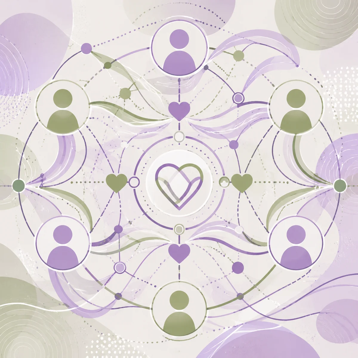 Connected nodes pattern showing communication networks in ethical non-monogamy