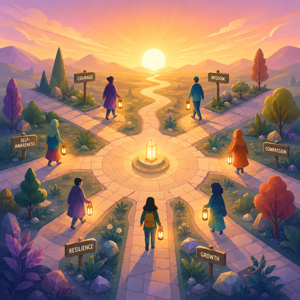 Diverse abstract figures finding their informed path in non-monogamous relationships
