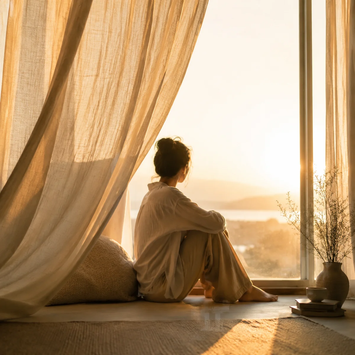 A person in morning light by a window representing emotional wellness in unicorn dating