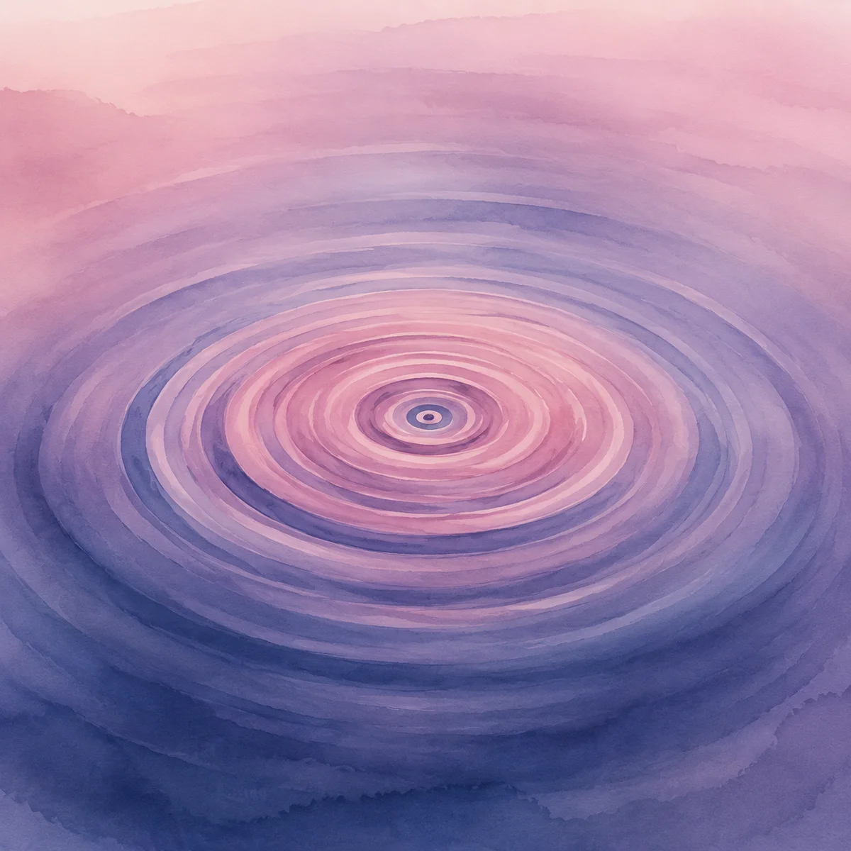 Soft abstract concentric circles rippling outward in indigo and dusty rose