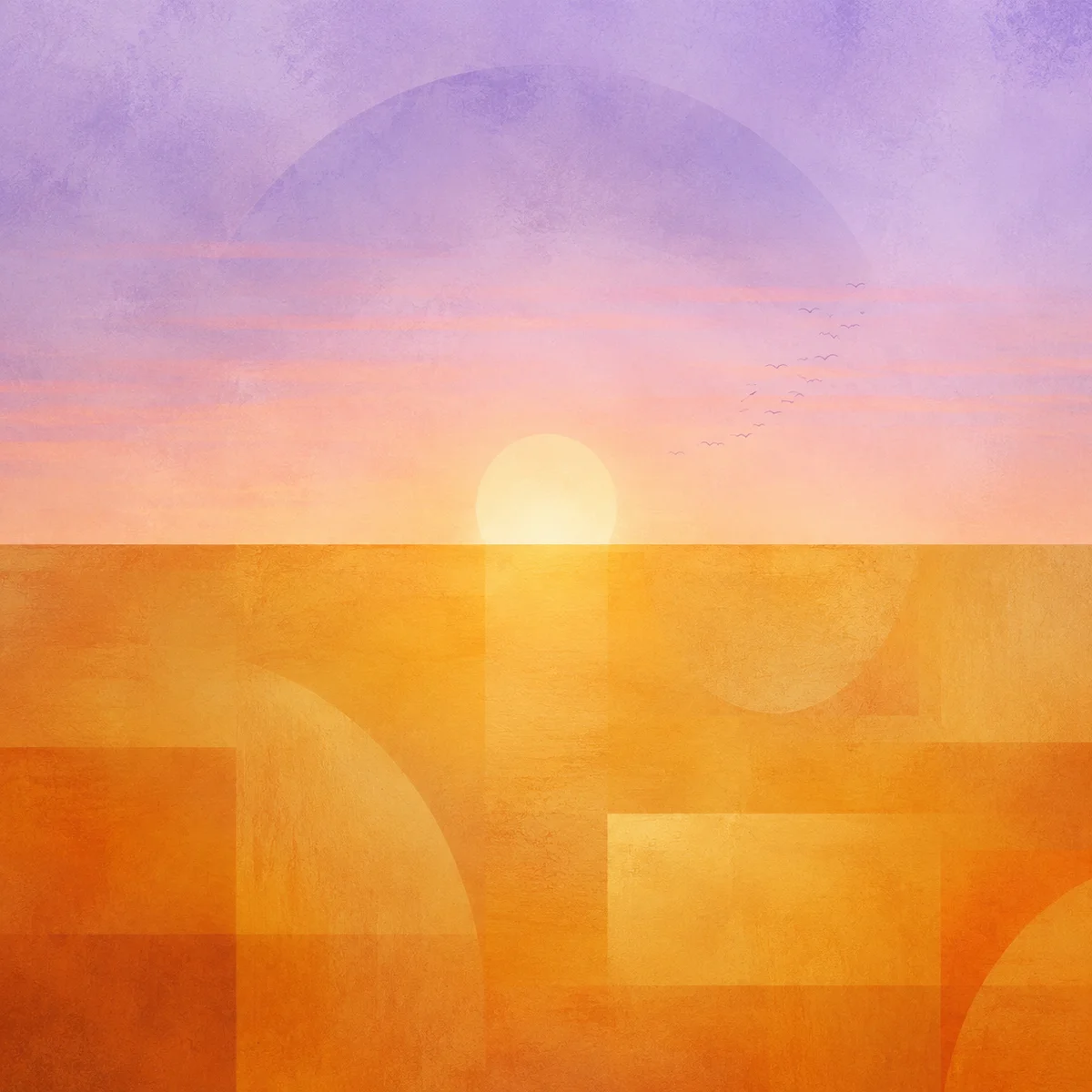 Soft abstract horizon line dividing amber below and lavender above, suggesting new day