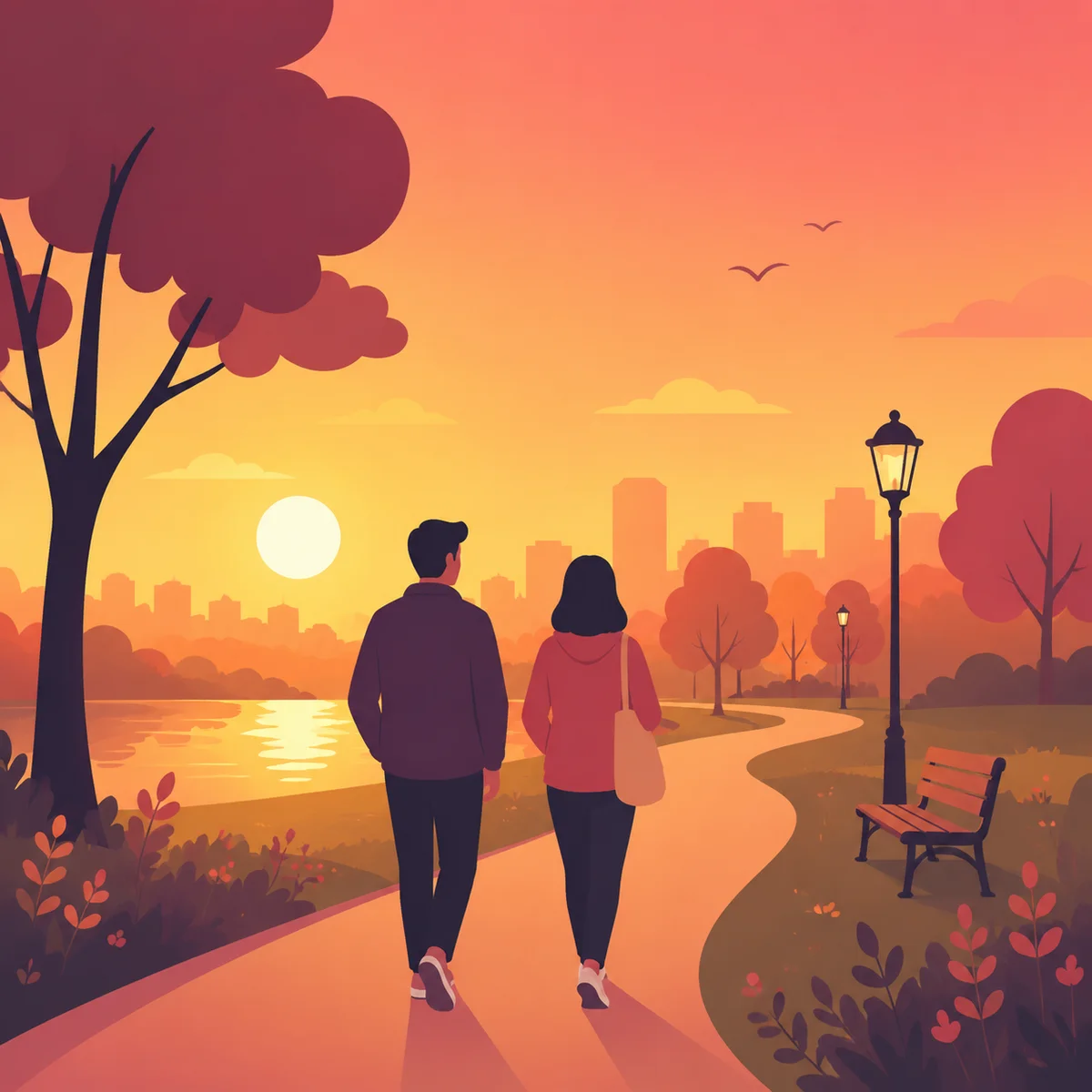 Couple meeting a potential third partner in a public park for safety