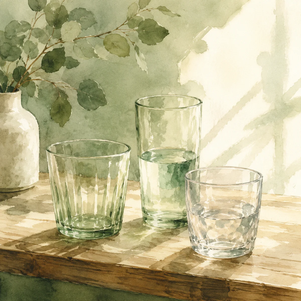 Three glasses on a table representing the three people involved in a cuckold dating arrangement