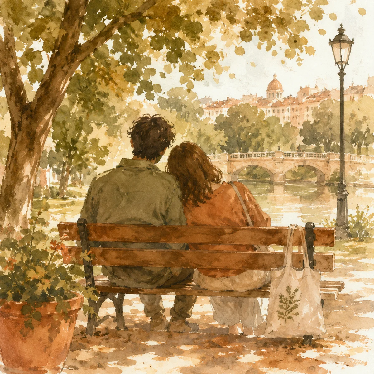 Couple sitting on a park bench discussing their readiness for first cuckold experience
