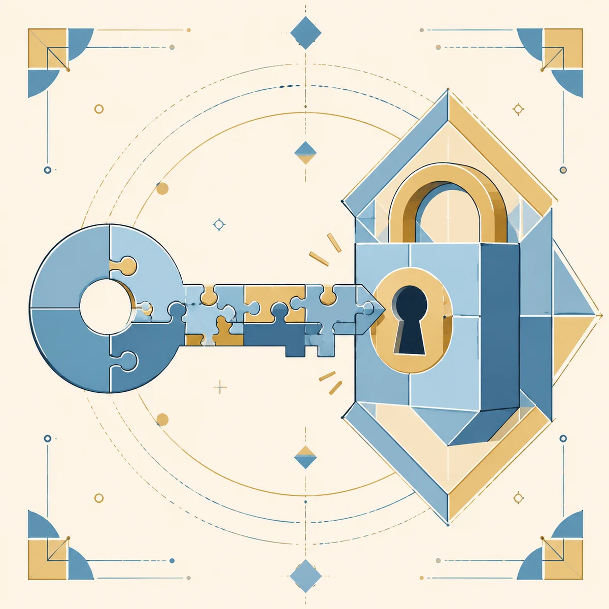 Lock and key with puzzle pieces illustrating transparency in couple-unicorn communication
