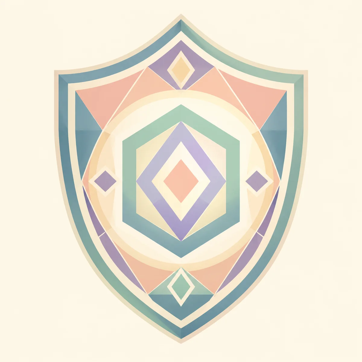 Layered geometric shield representing safety and good judgment in unicorn dating