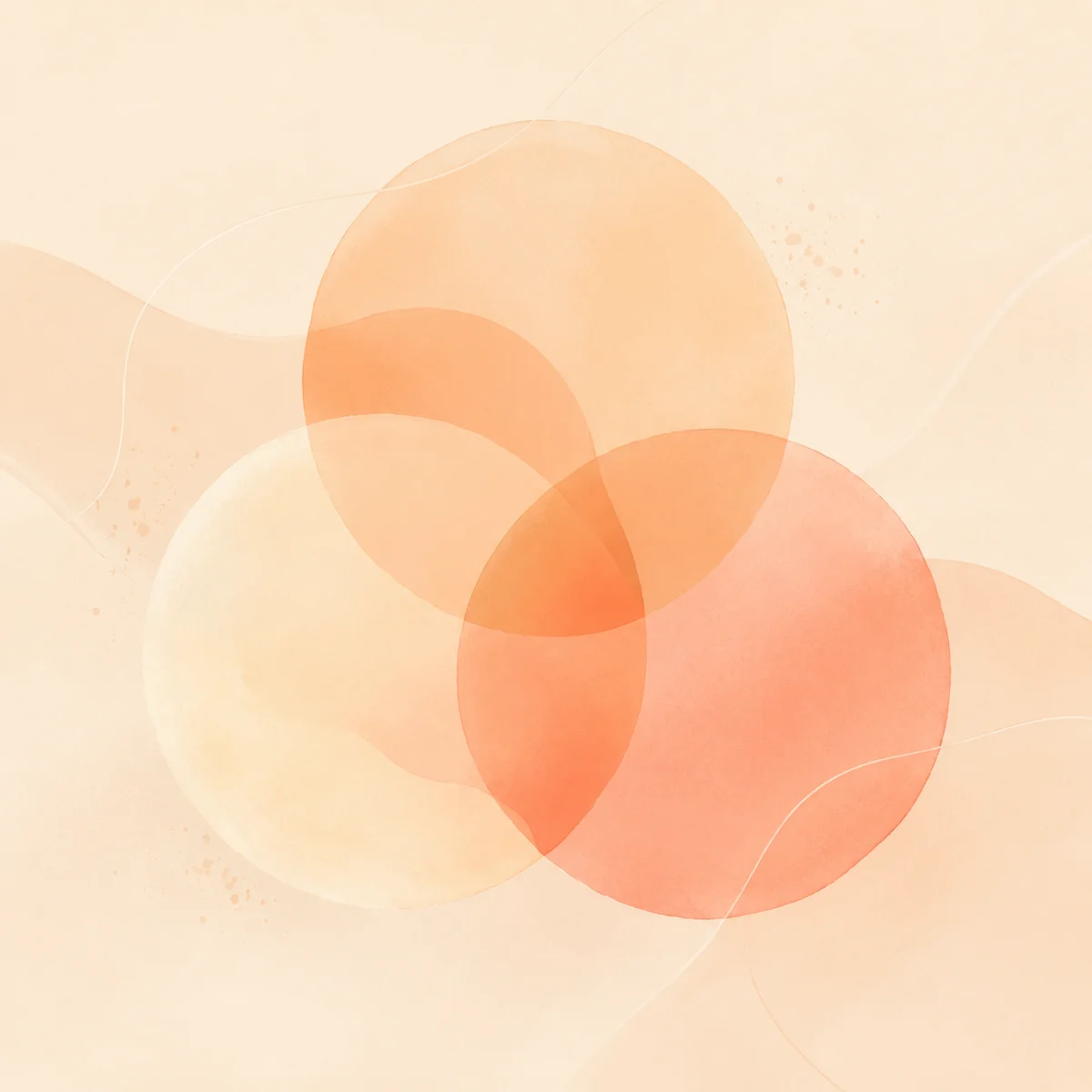 Soft abstract illustration of three overlapping circles, symbolizing three people finding their rhythm together