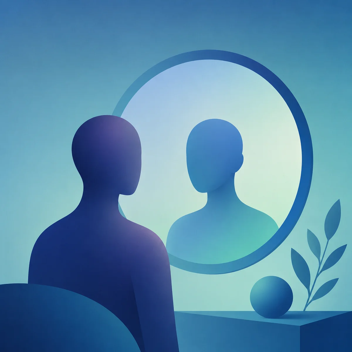 Minimalist illustration of self-reflection before bringing up a sensitive topic with a partner