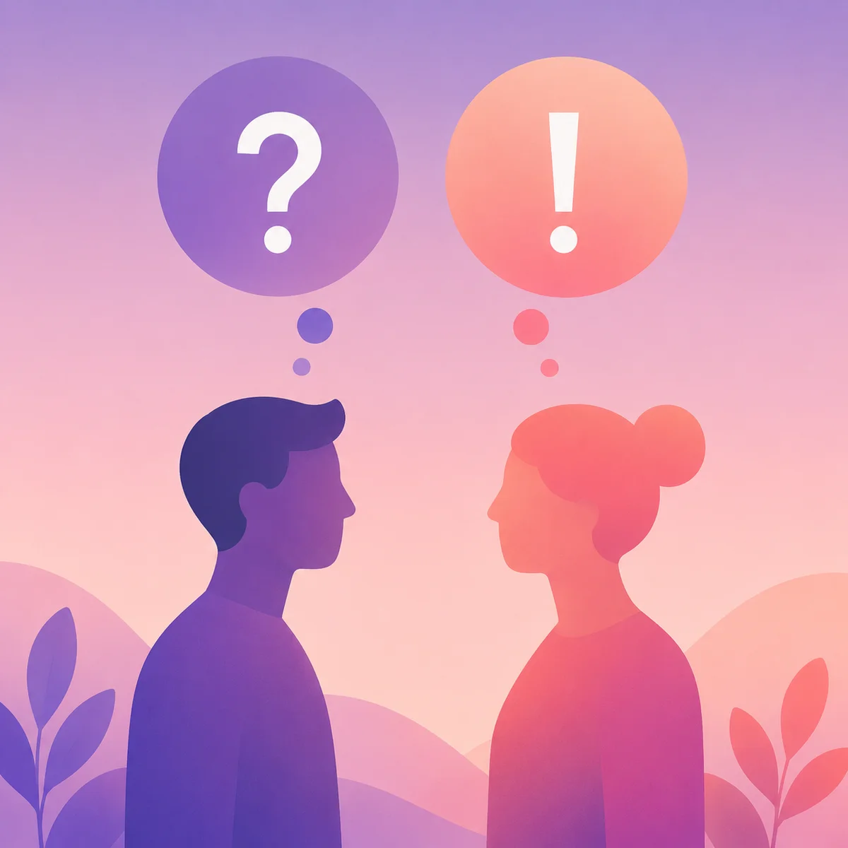 Minimalist illustration of how different people can react differently to the same conversation